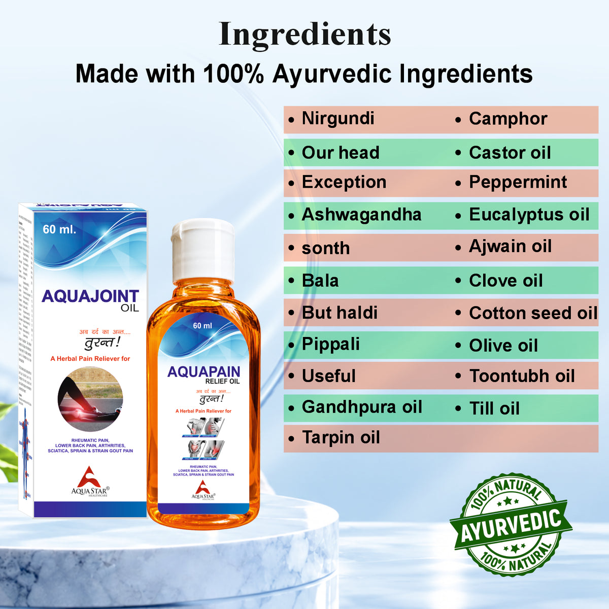 Aqua Joint Oil 60 ml – Ayurvedic Herbal Pain Relief Massage Oil