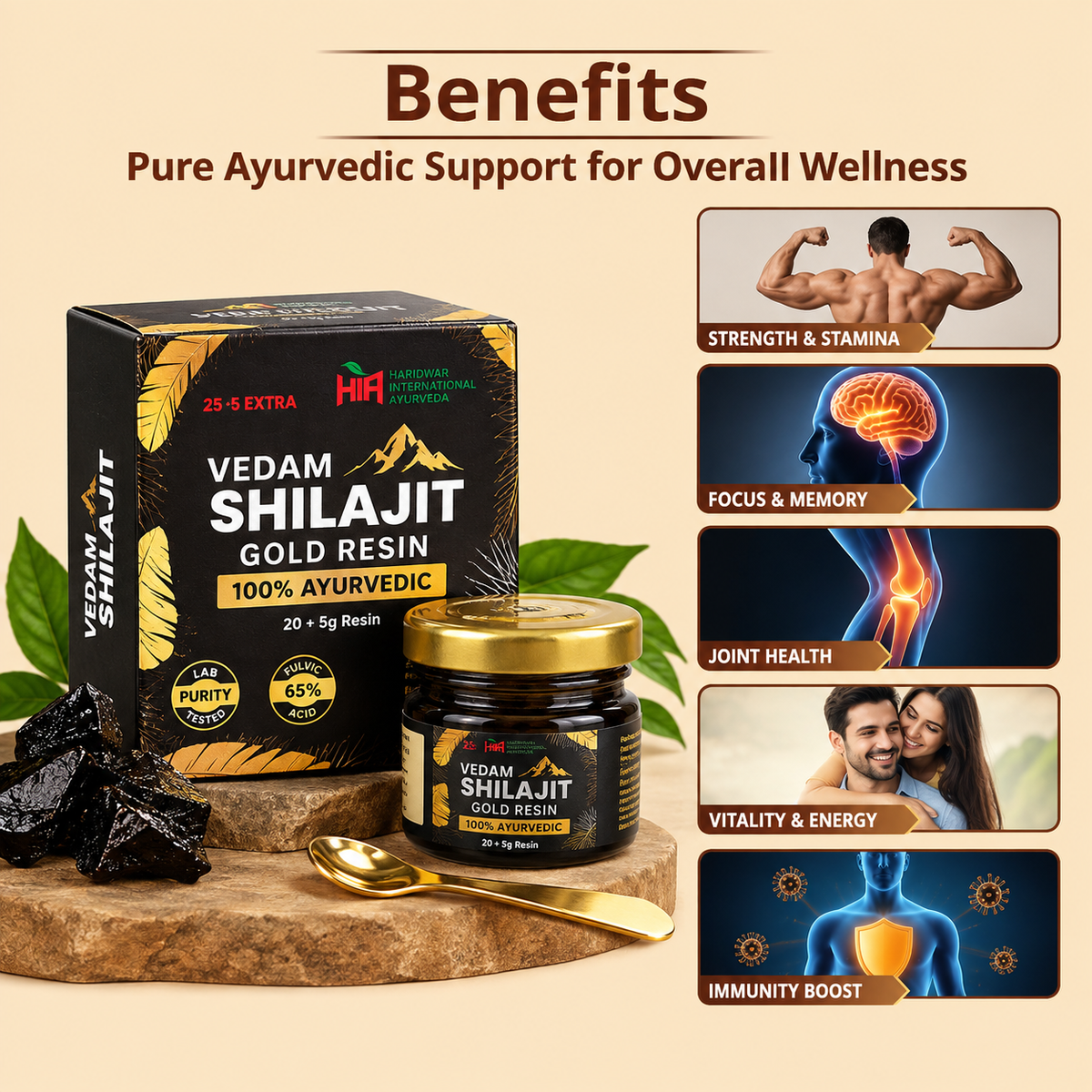 Vedam Shilajit Gold Resin – 100% Ayurvedic | 25g