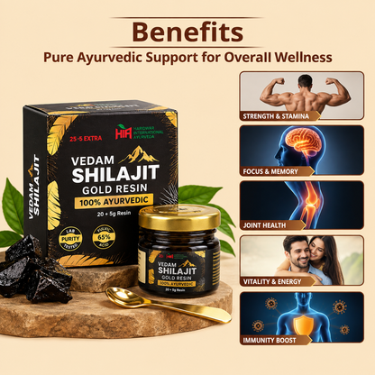 Vedam Shilajit Gold Resin – 100% Ayurvedic | 25g