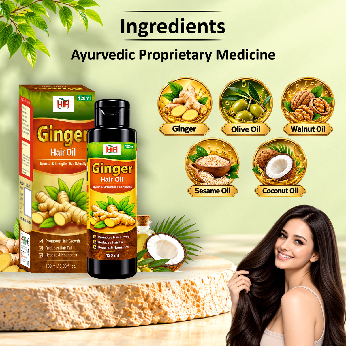 Ginger Hair Oil 120 ml | Herbal Hair Nourishment & Care | Haridwar International Ayurveda