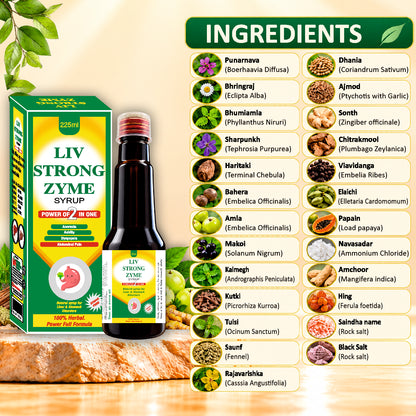 LIV STRONG ZYME Syrup 225 ml | Herbal Liver & Digestive Wellness Syrup