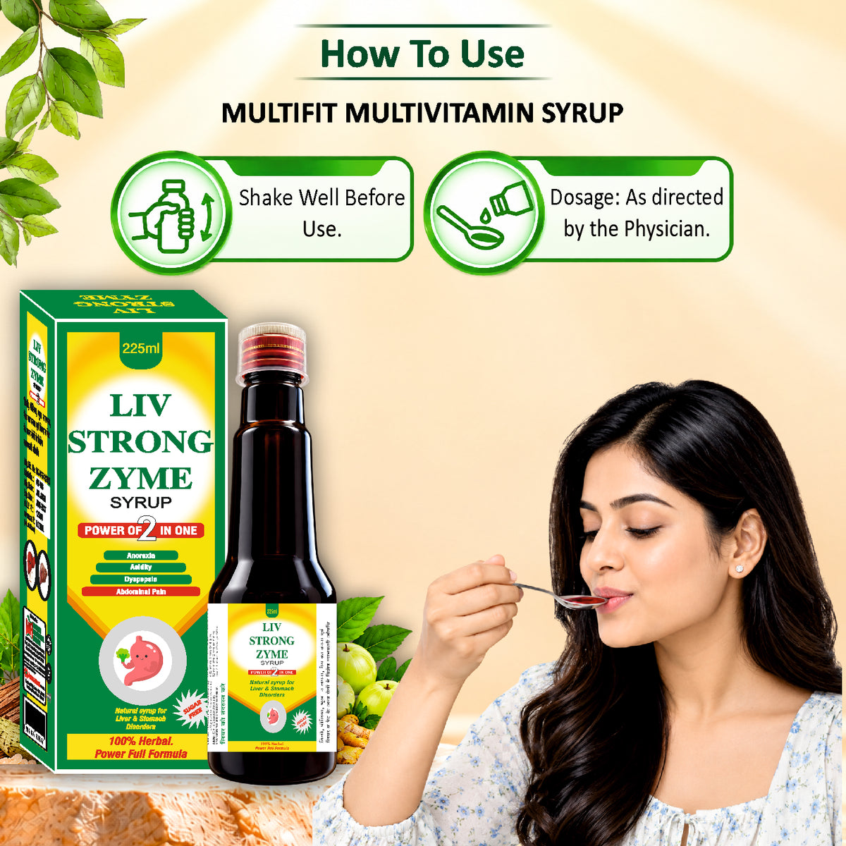 LIV STRONG ZYME Syrup 225 ml | Herbal Liver & Digestive Wellness Syrup
