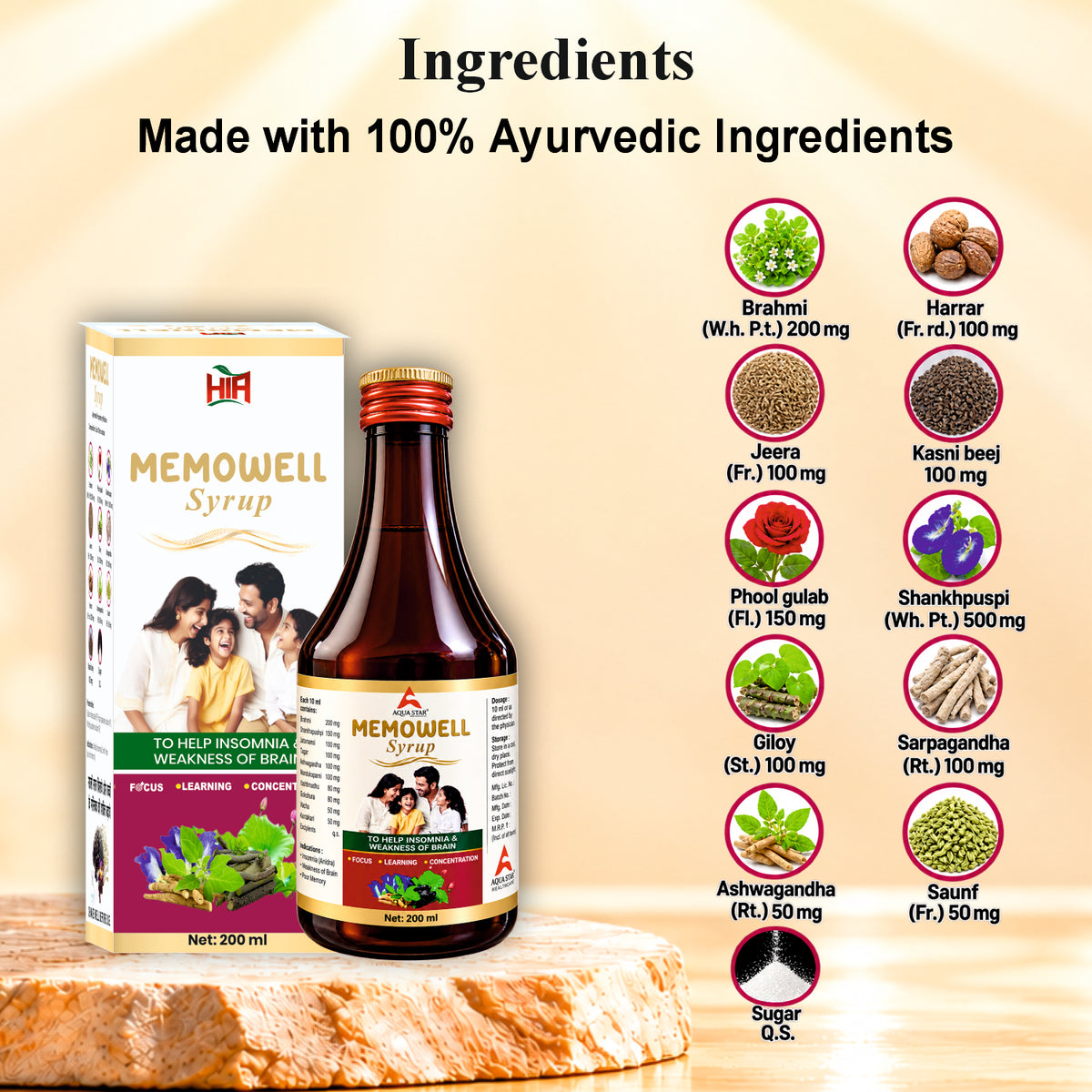 Memowell Syrup 200 ml – Ayurvedic Herbal Brain Wellness Syrup