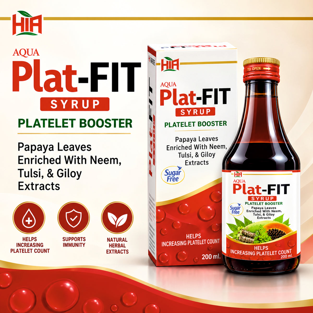 Aqua Plat-FIT Syrup 200 ml – Sugar-Free Herbal Platelet Support Syrup